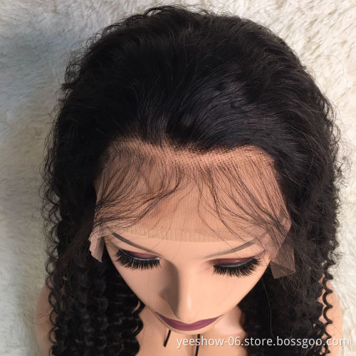 Wholesale Kinky Jerry Deep Curly Front Lace Human Hair Wig Natural Long Raw Brazilian Hair Full Front Lace Wig For Women